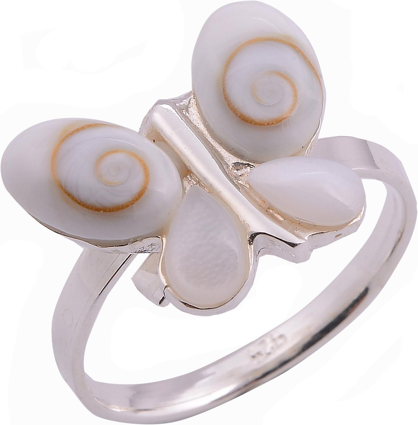Unique Butterfly Shiva Eye and 925 Sterling Silver Ring Size.US=6-8 Adjustable