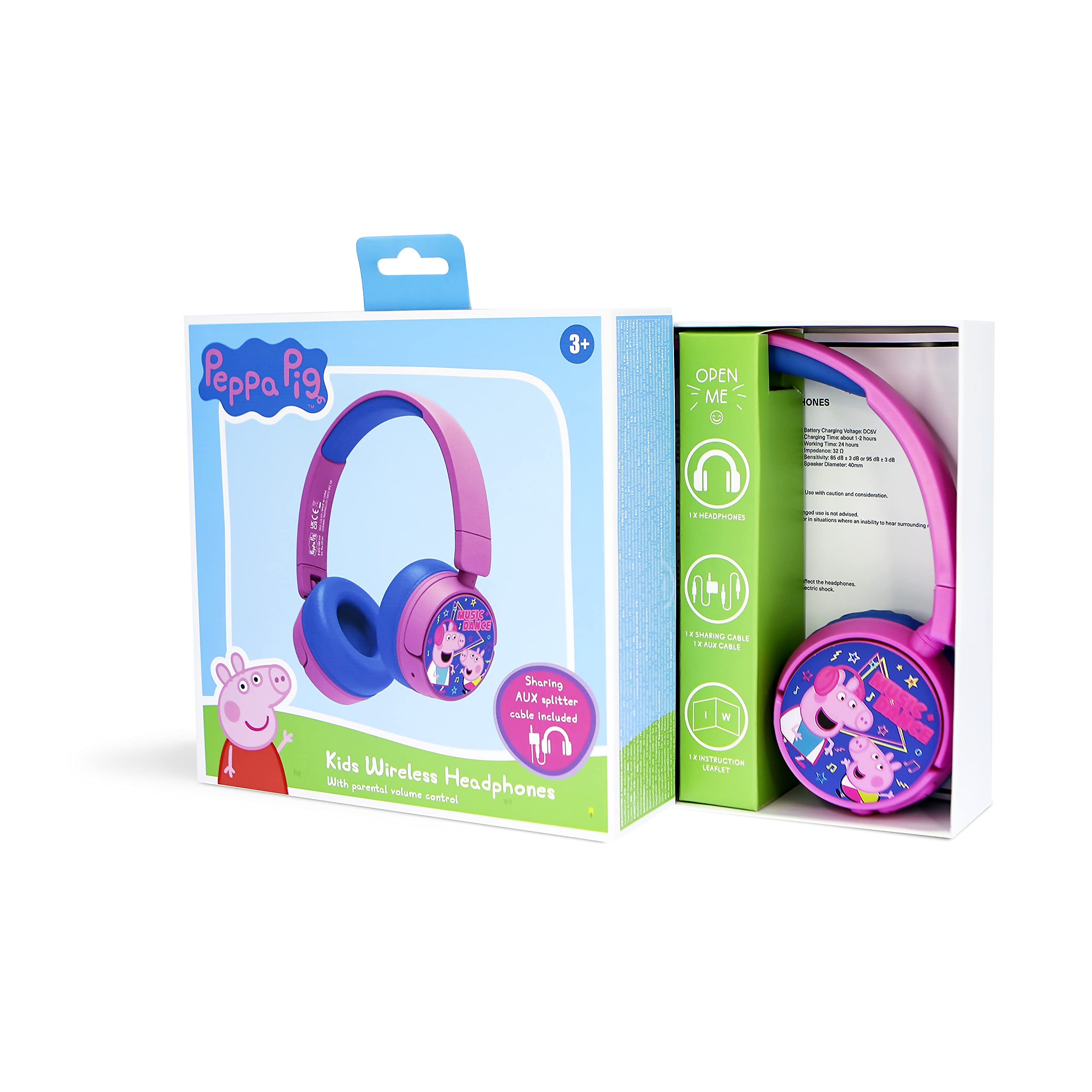 OTL Technologies Auriculares Infantiles INALÁMBRICOS Peppa Pig Music Dance Bluetooth Plegables