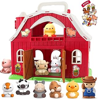 SpringFlower Toddler Toys for 1 2 3 Years Old Boys and Girls, Big Barn Toy with Farm Animal,Educational Montessori Toys, Farm Pretend Playset Toy, Christmas Birthday Gift for Toddler Baby Boys Girls