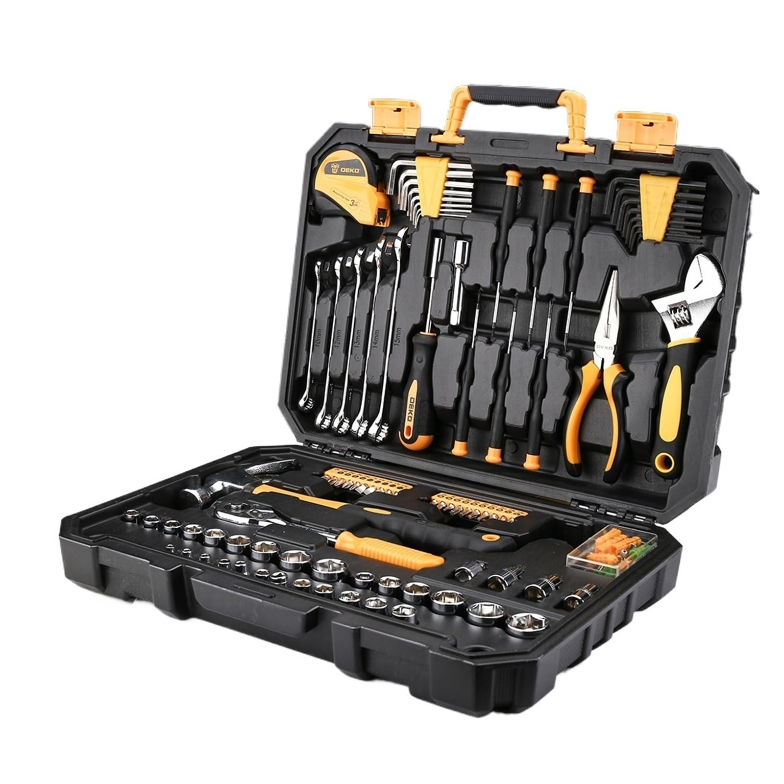 Set di strumenti fai-da-te for la casa Kit combinato di riparazione automatica Kit manuale con scatola di plastica, cacciavite, martello