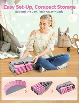 Foldable Ball Pool Playground - 90 Pieces Gift Balls, Easy Installation Foldable Design, Cleanable Erasable Fabric, Safe Baby and Kids Activity Playground, Pink