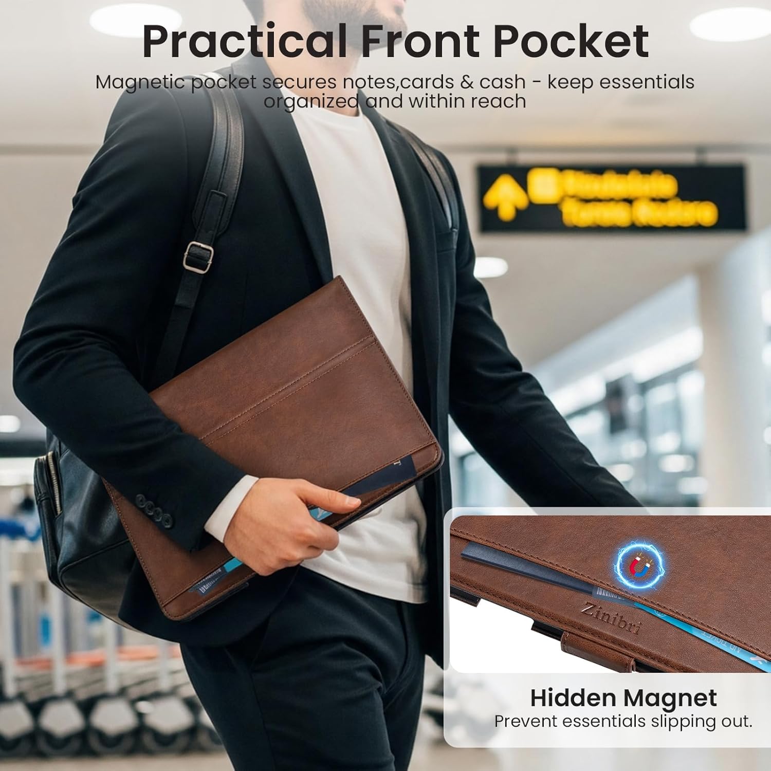 Handcrafted Case for iPad Pro 13 Inch M5 2025/M4 2024 with Pencil Holder & Hand Strap & Pocket,Auto Sleep/Wake,Magnetic Closure,Multi Angles Stand Cover,Protective Folio PU Leather,Dark Brown - Image 6