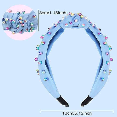 Miniatura 2 de WILLBOND 2 diademas anudadas con nudos de perla, turbante trenzado, accesorios para Pascua, primavera, cumpleaños, regalo para mujeres y niñas