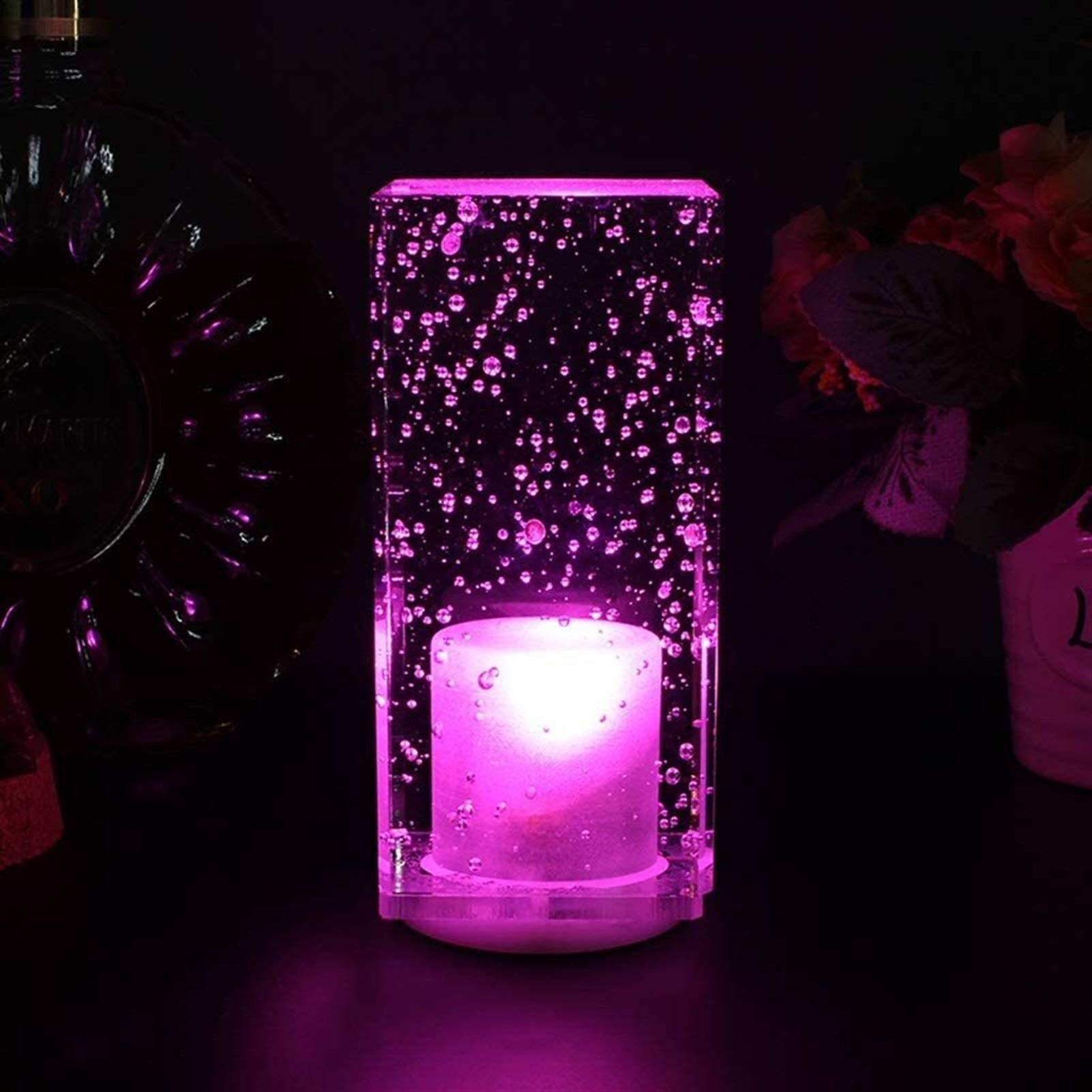 Lámpara de mesa pequeña y colorida con burbujas de cristal que cuida tu consumo de energía 8