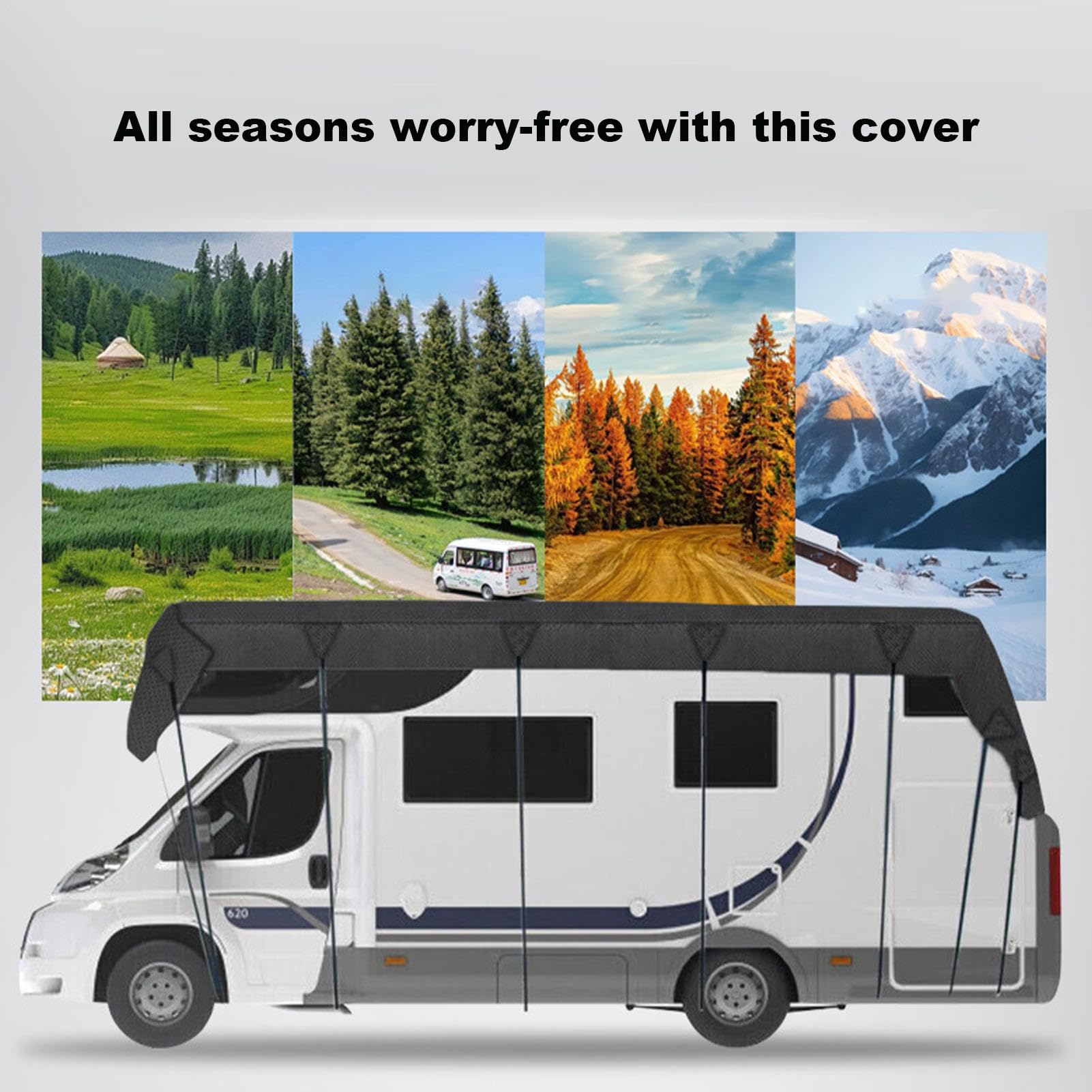 Telone per rimorchio da viaggio, telone per camper, 6,3 x 3 m | Copertura per tetto per protezione invernale, roulotte, accessori per auto per gli appassionati di camper