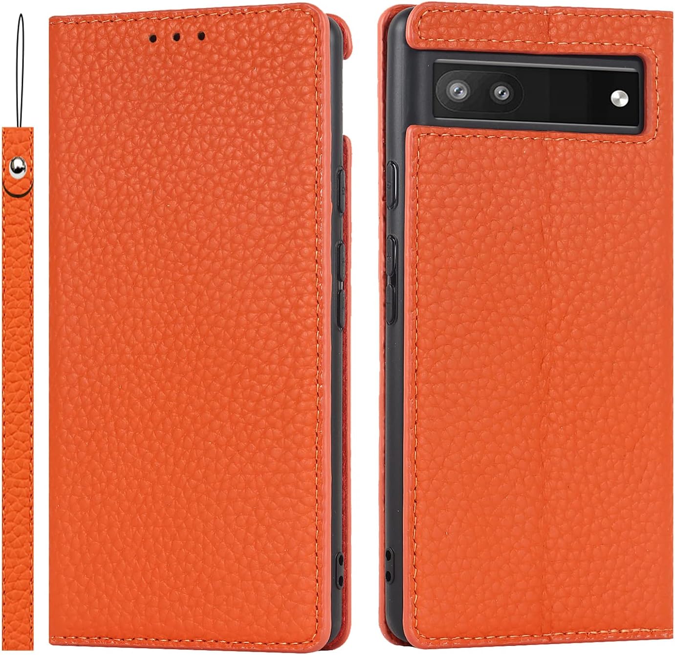 Magnetic Clasp Flip Stand Case For Google Pixel 6a With Lanyard 5-Card Holder Butterfly Flower Multi-card Zipper Wallet Leather Phone Case,Black,For