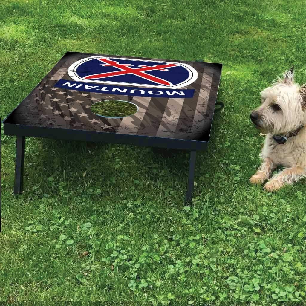VictoryStore Cornhole Games - 10th Mountain Division Cornhole Game - Military Bag Toss Game - 8 Bags Included - Wooden Boards - Made in The USA