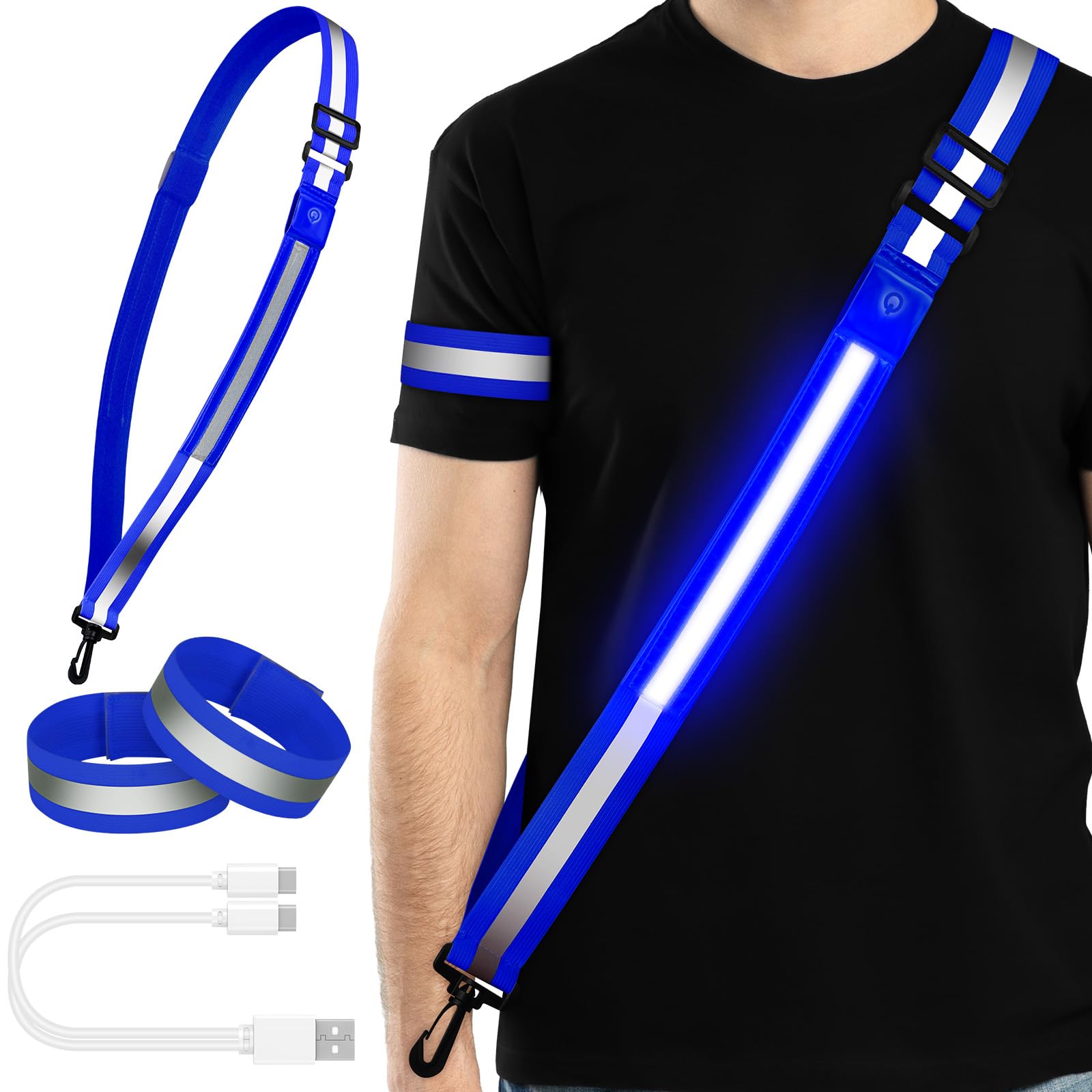 Adiwo Lauflicht Joggen mit Reflektoren Gürtel, LED Sicherhei