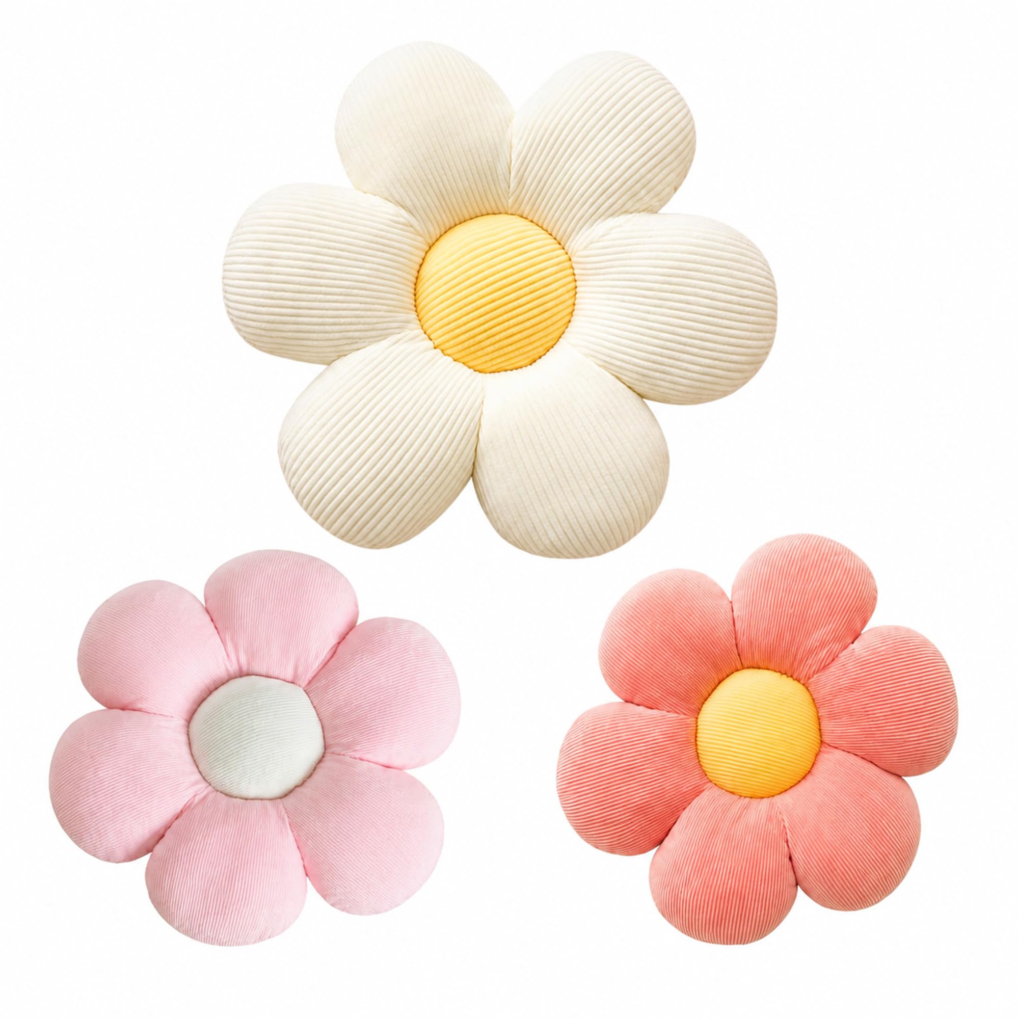 CANGHI 3 PCS Flower Pillow, Daisy Pillows, Cute Multi Pink White