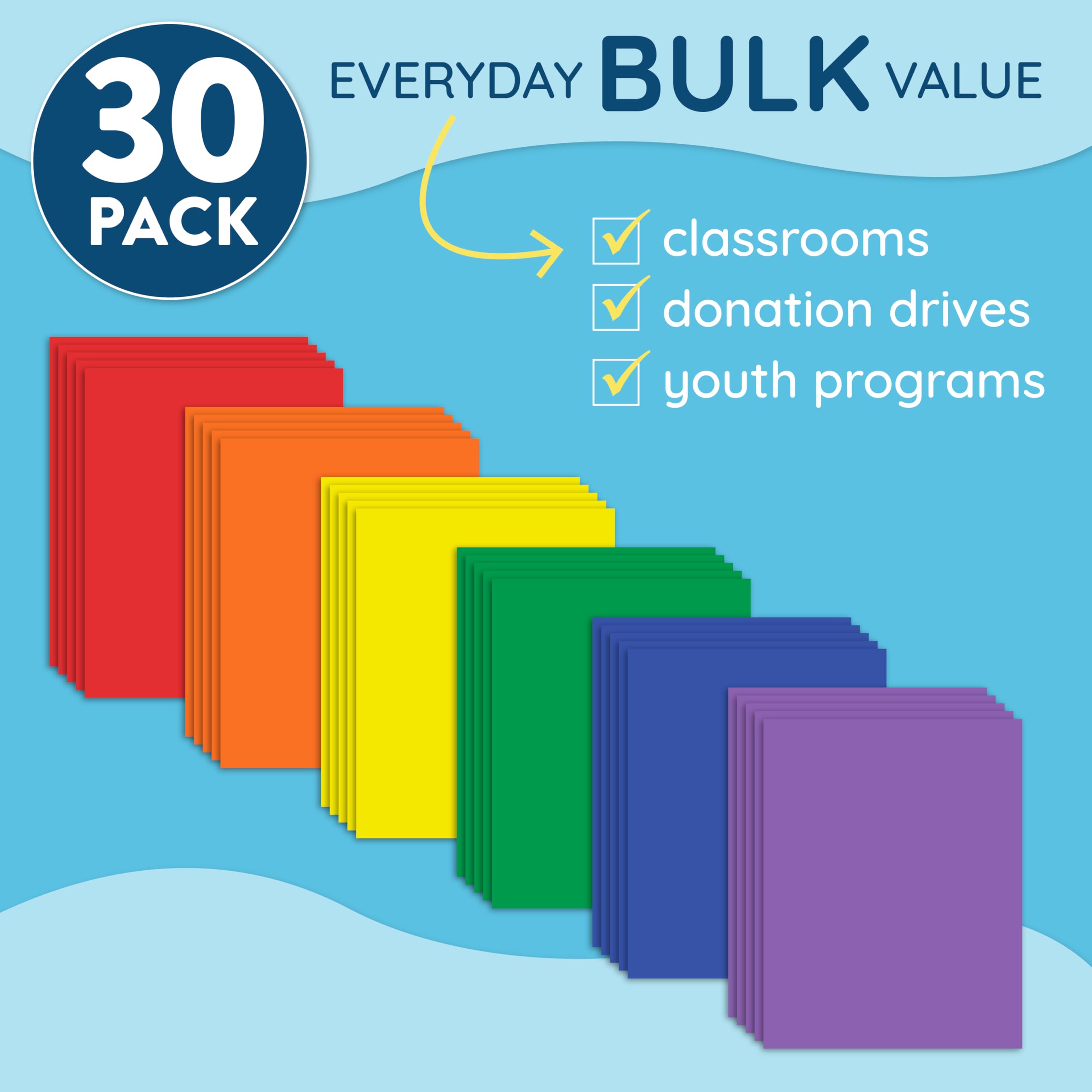30 Plastic T Pocket Folders with Prongs Assorted Color, Durable Poly 2 Pocket Folders with Clasps - Image 2