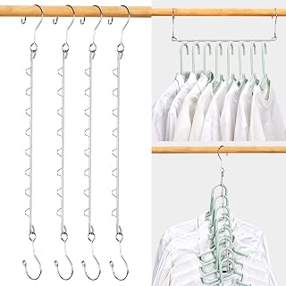 Closet Organizers and Storage,4 Pack Upgraded Sturdy Multifunctional Magic Space Saving Hangers with 8 Holes Closet Storage Organization for Wardrobe Heavy Clothes,College Dorm Room & Home Essentials