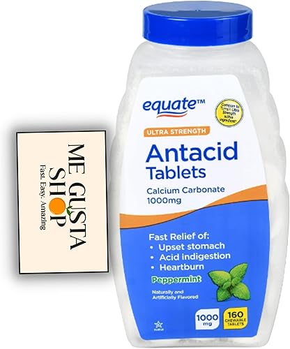 Miniatura 5 de Equate Ultra Strength - Tabletas masticables antiácidos de menta, 1000 mg, 160 unidades (paquete de 02) 320 en total + adhesivo Me Gustas