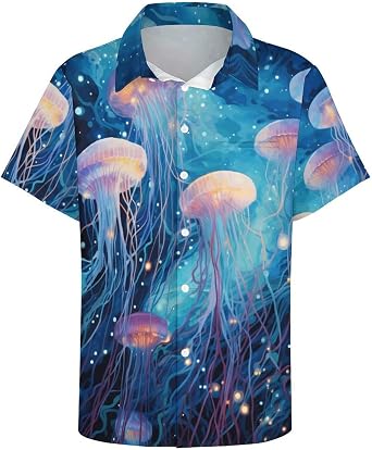 TiwBski Hawaiian Shirt for Men Button Down Beach Shirts Rabbit and Heart Patterns Fashion Short Sleeve