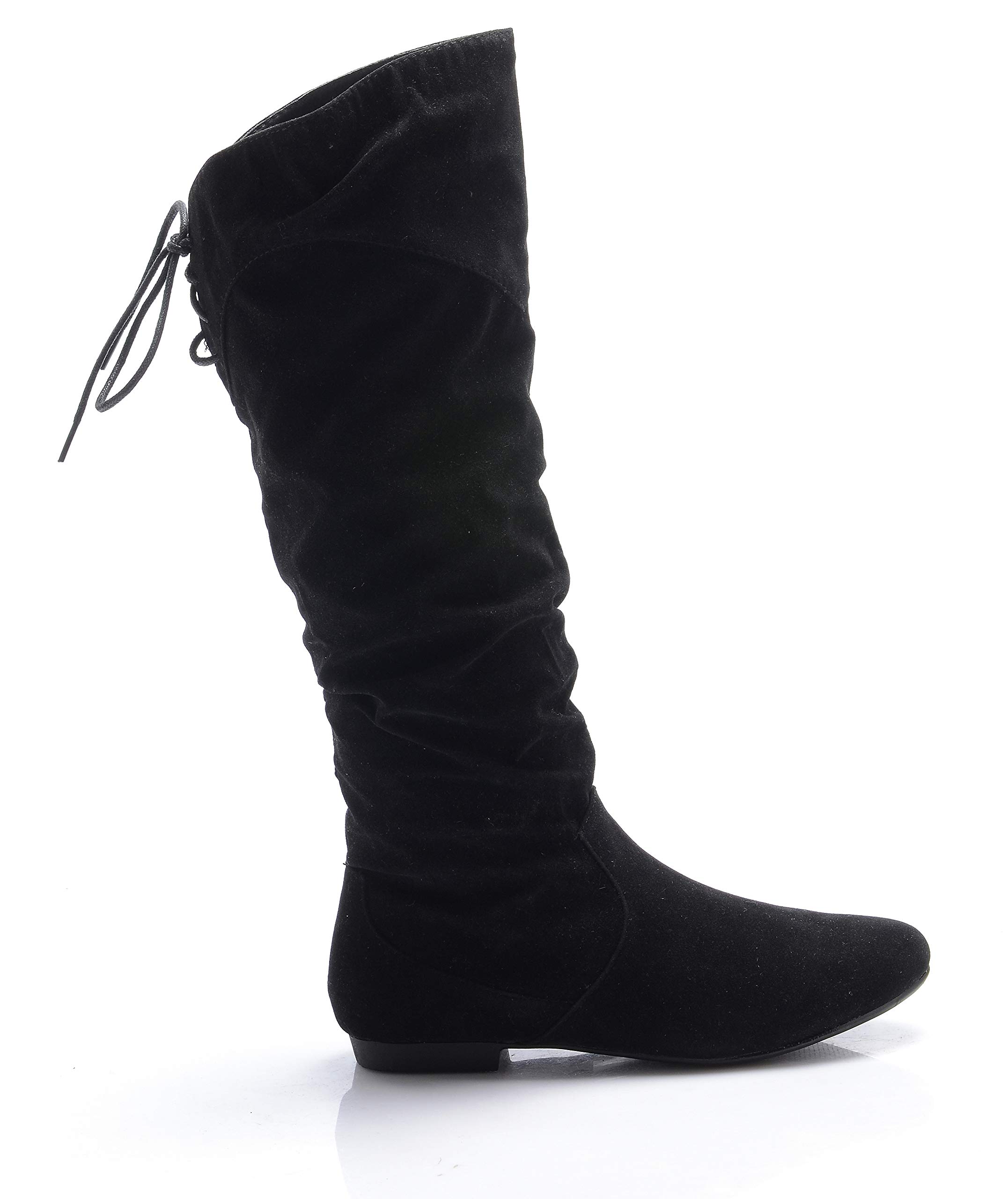 Core CollectionWOMENS FLAT ZIP UP SLOUCH MID CALF LACE RIDING CASUAL BOOTS SHOES SIZE 3-8