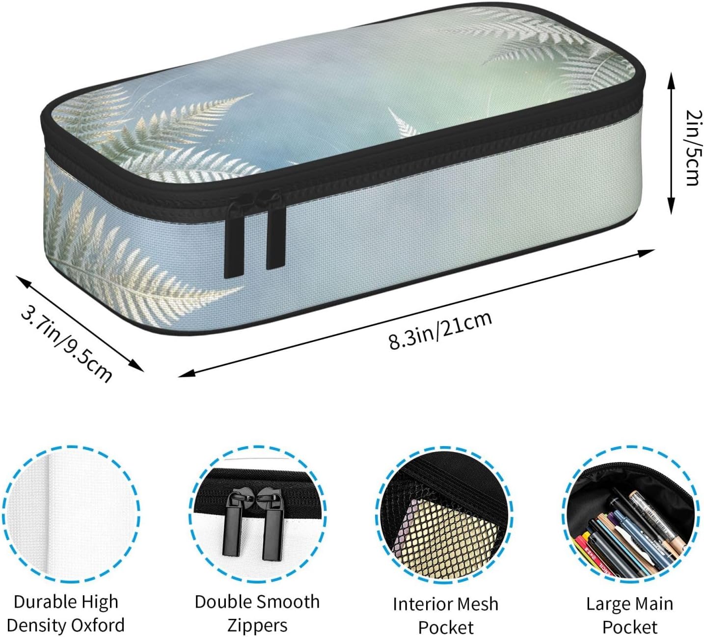 Light Fern Leaf Soft Full-print Multifunctional Pen Organizer Storage Pouch image 5