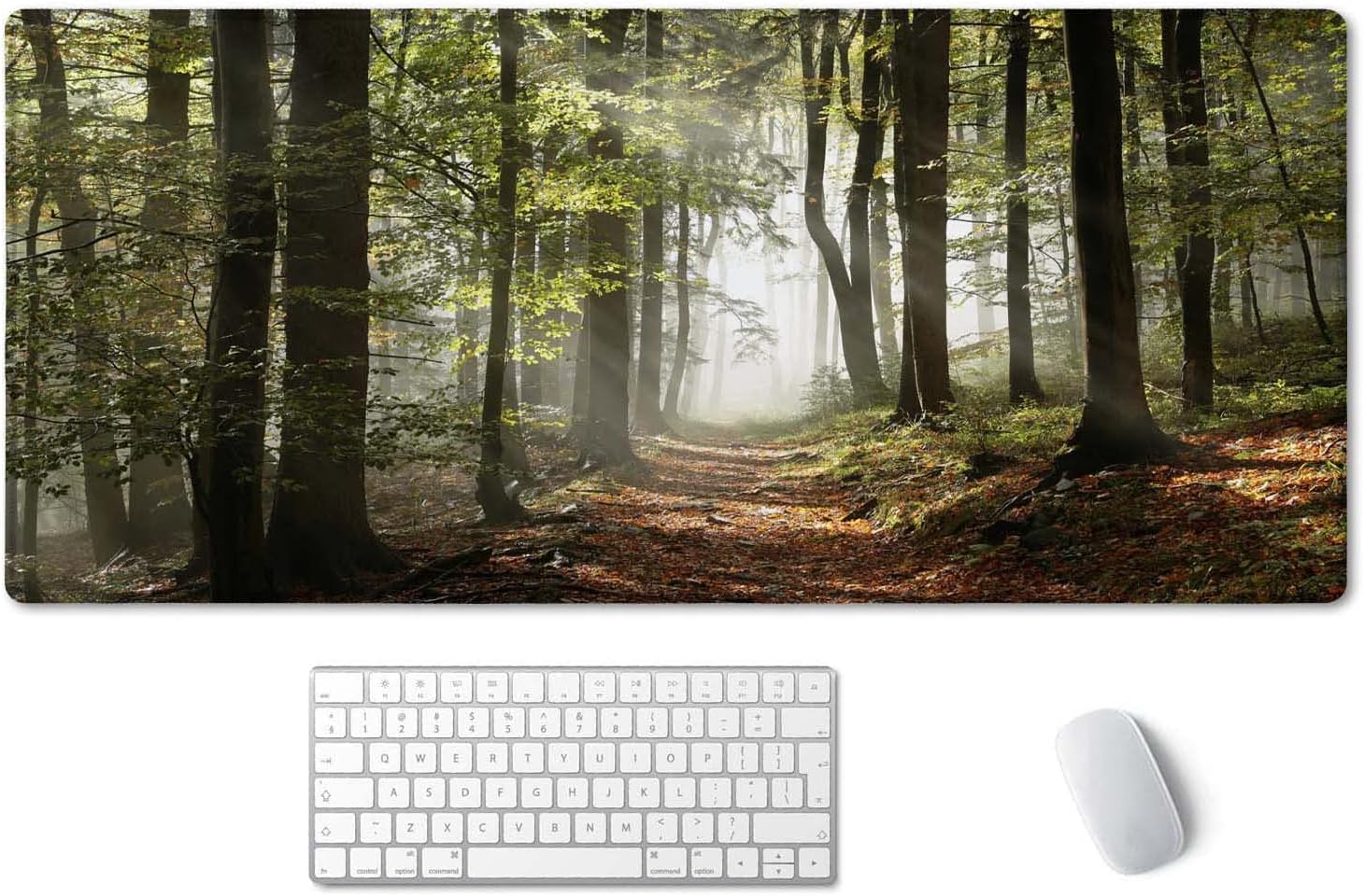 SSOIU Mountains with Mist Mouse Pad 35.5 X 15.7 Inch XXL Full Desk Mousepad Extended Large Non-Slip Rubber Base Waterproof Big Keyboard Mat with Stitched Edges for Gaming and Office