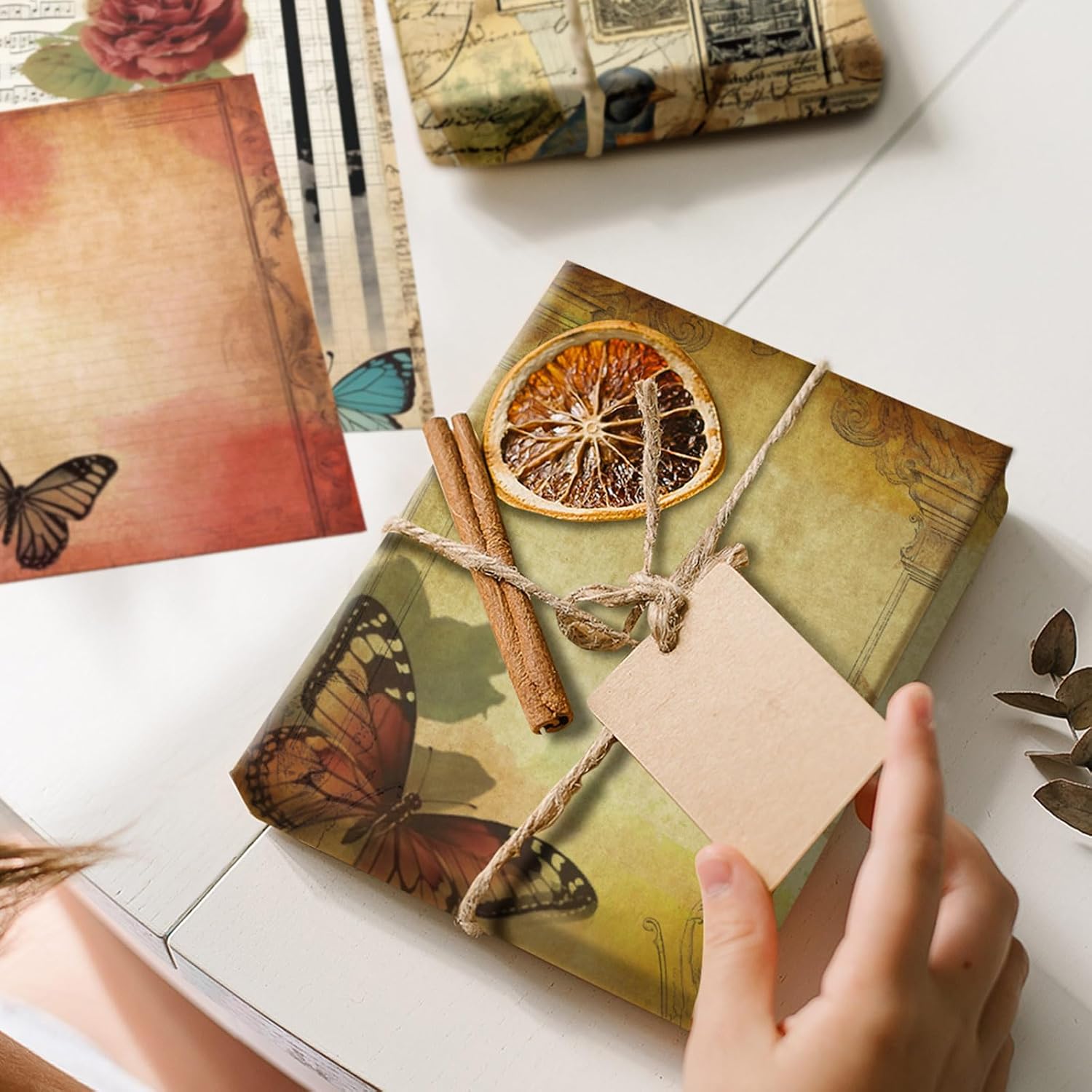 PerKoop 48 Sheets Vintage Decoupage Paper for Furniture Scrapbook Craft 8.3 x 11.7'' Bird Butterflies Decoupage Paper Napkins for Crafts French Chic Cottage Art Collage for Furniture Decor