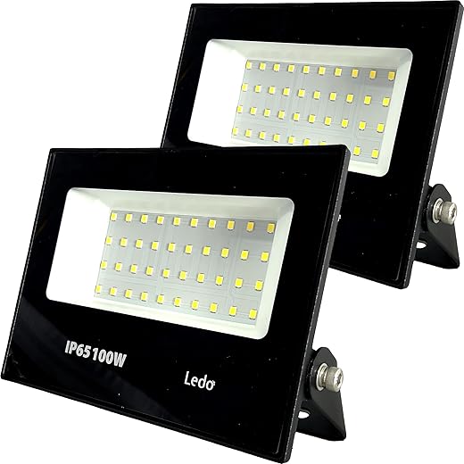 Kit 2 Refletor Projetor Holofote Led 100W Ledo 6000K Branco Frio IP65