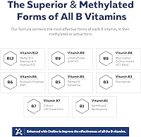 Vista 3 de Complejo de Vitamina B BioActive - Listo para el Torrente Sanguíneo, Complejo B Metilado - Con Metilfolato, 3 Formas BioActive de B12, BenfoPure® B1