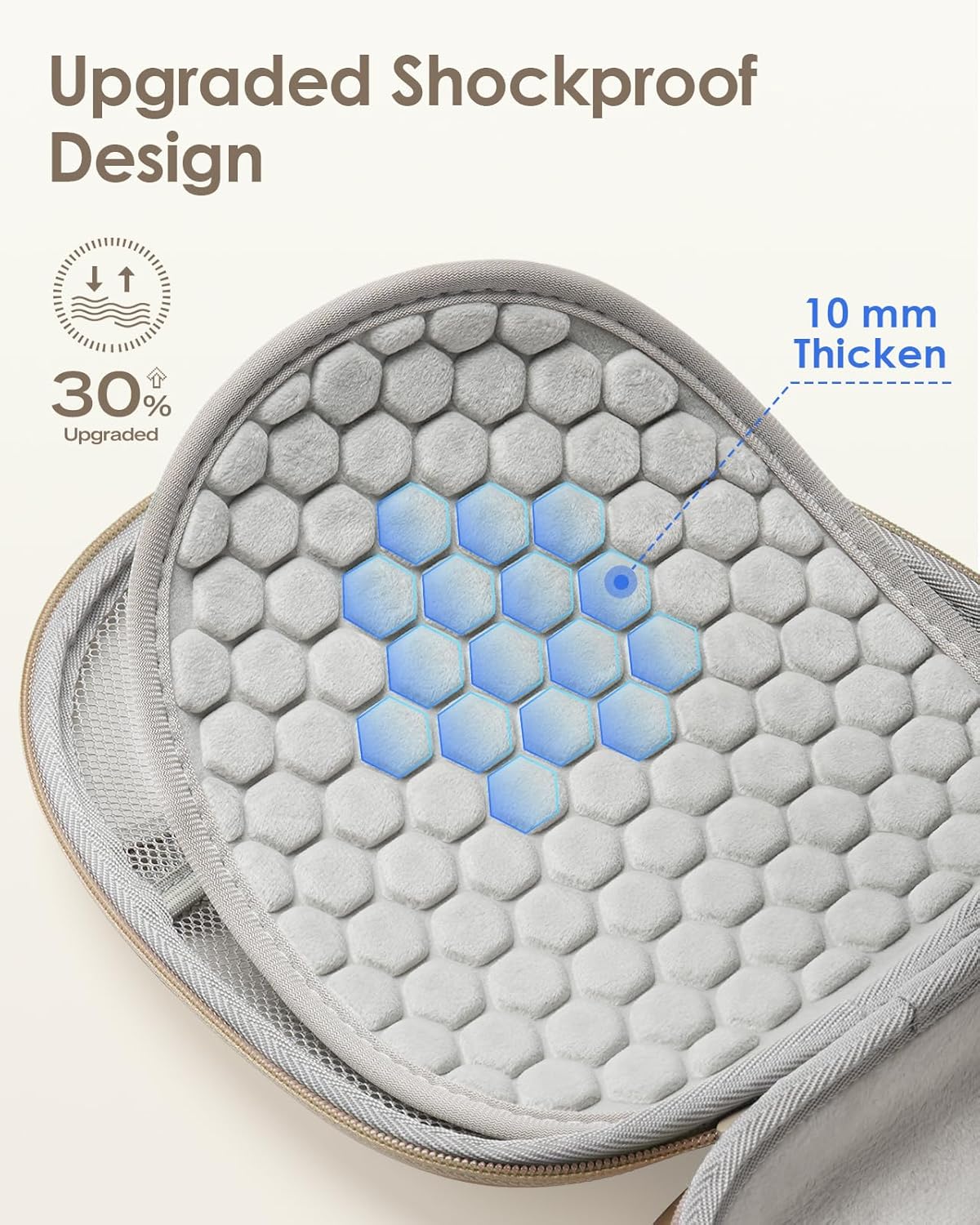 Headphone Hard Case Replacement for Bose QuietComfort Ultra QC45 QC35 QC25 QC15 QCSE Over-Ear Headphones, Super-Slim Upgrade PU Universal Portable Travel Organizer Bag (Beige) - Image 3