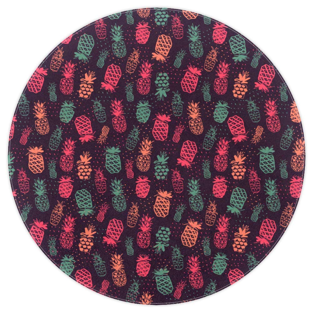 Tapis rond motif ananas 120cm idéal pour illuminer une salle de jeux ou un salon