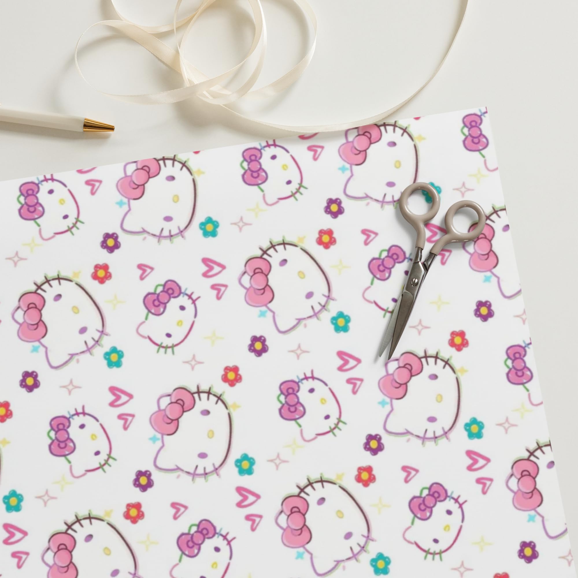 Kitty Pattern Vinyl HTV, Iron on Vinyl, Heat Resistant Transfer Sheet Provided, 3 Sheets, 12 x 12 inch, Perfect for DIY Crafters, Silhouette Cricut Cutting Machine Compatible (79E)