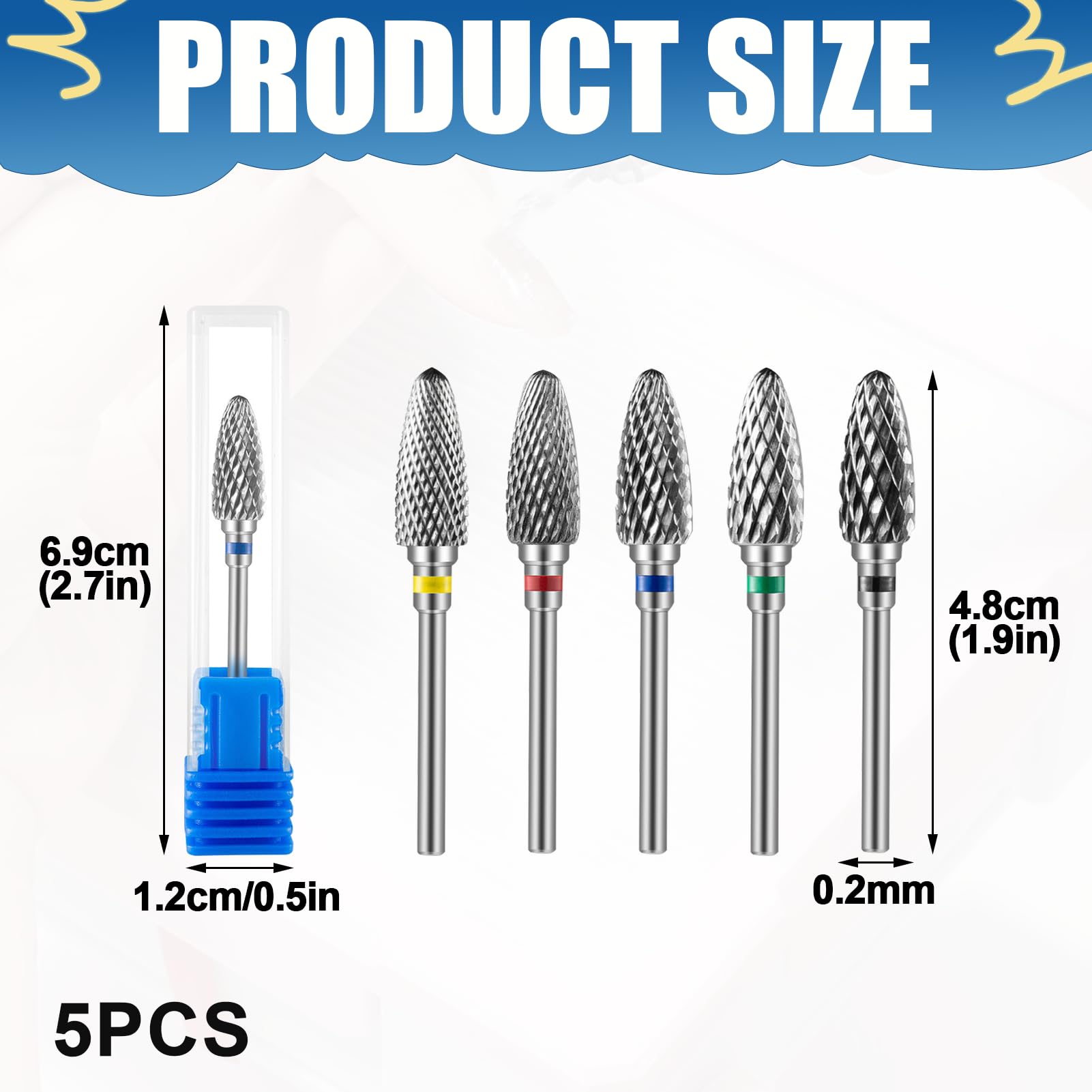 5 punte per fresa per unghie in tungsteno, carburo di tungsteno, punte per fresa, strumenti professionali per manicure e uso domestico, fresa in acciaio al tungsteno