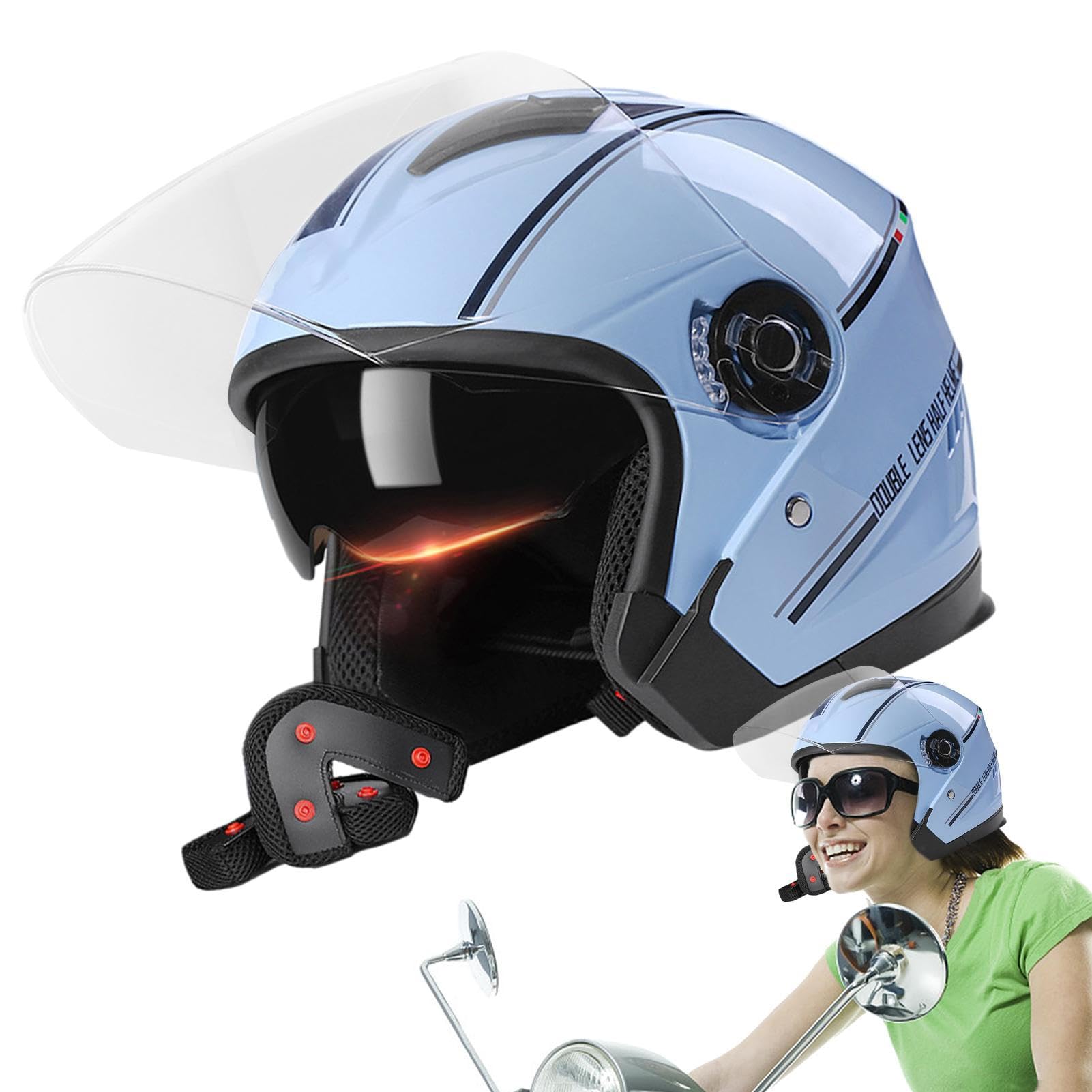 Kaski motocyklowe dla ? ?czyzn - Bezpieczne kaski rowerowe z podwójnym daszkiem i regulowanym paskiem z klamr? | Wygodne kaski rowerowe Mountain Road Akcesoria dla doros?ych m? ?czyzn i kobiet Retorno
