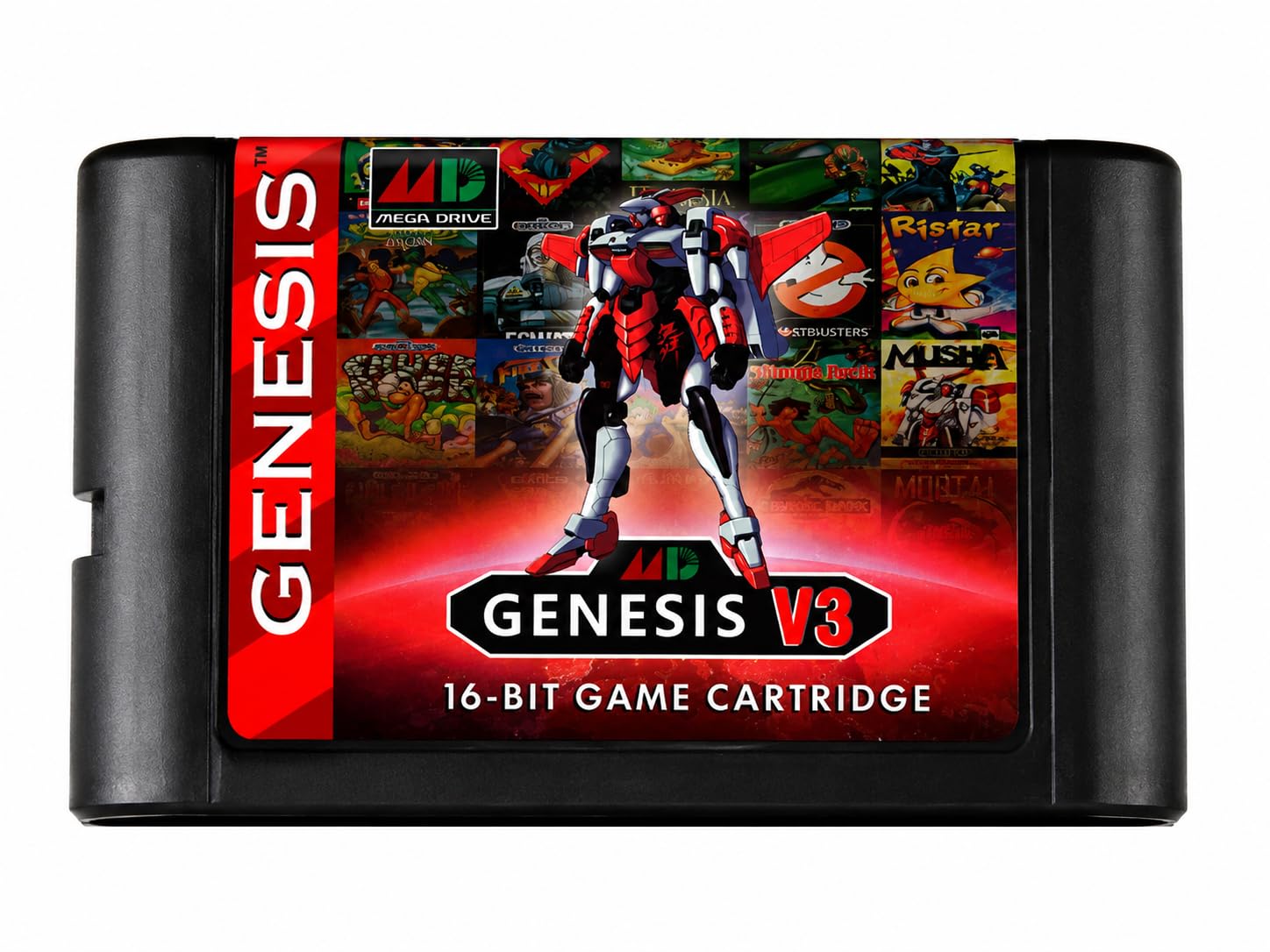 Super 1200 in 1 V3 Pro - Cartuccia di gioco per console Sega Genesis e MegaDrive, colore: nero trasparente