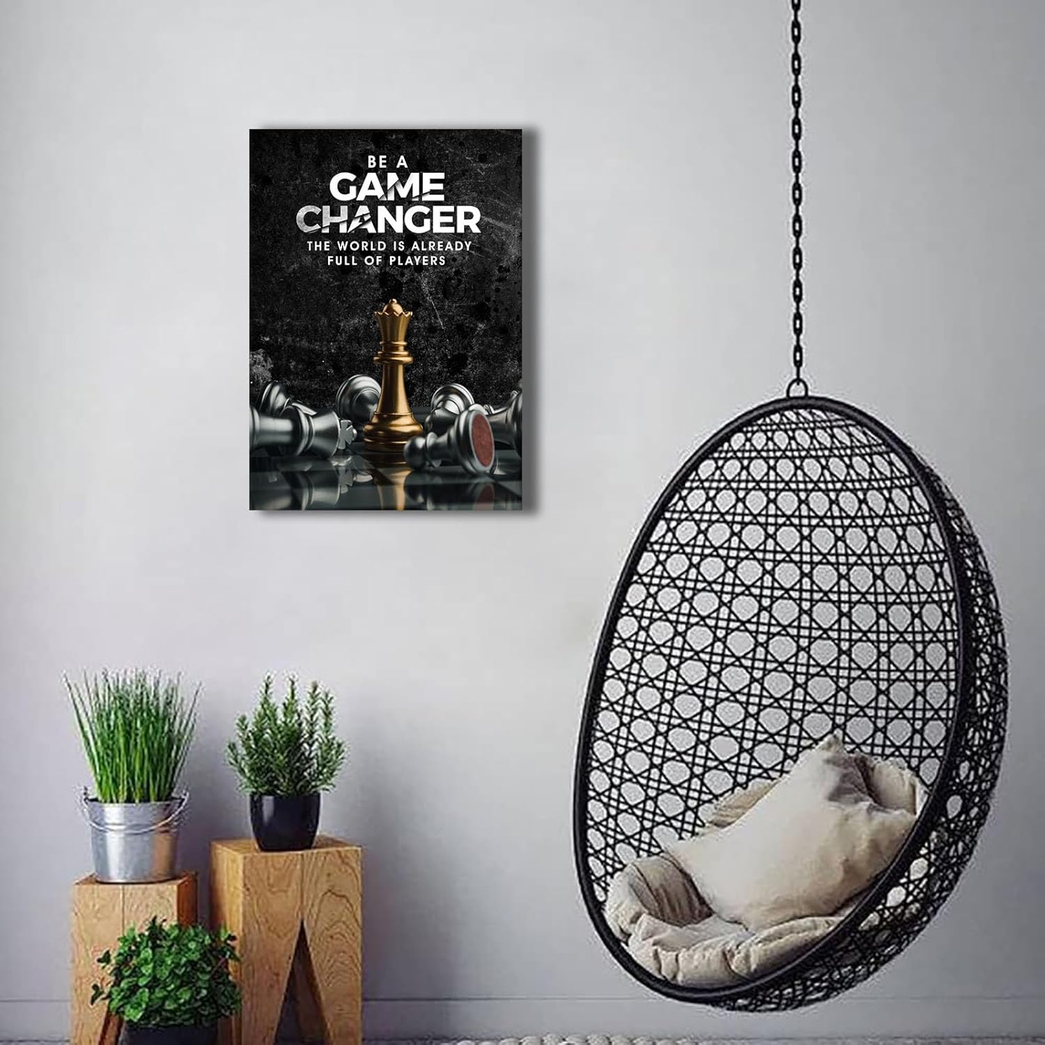 Inspirational Wall Art Be A Game Changer The World Is Already Full of Players Wall Decor International Chess Motivational Poster Canvas Painting Prints Wall Pictures for Home Decor Framed - Image 4