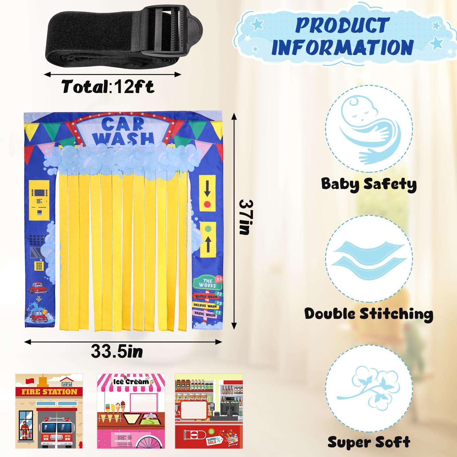 Panel de juego de 4 piezas para sofá de espuma para niños, sofá modular de juegos en casa para niños pequeños (sofá de juego no incluido) 2
