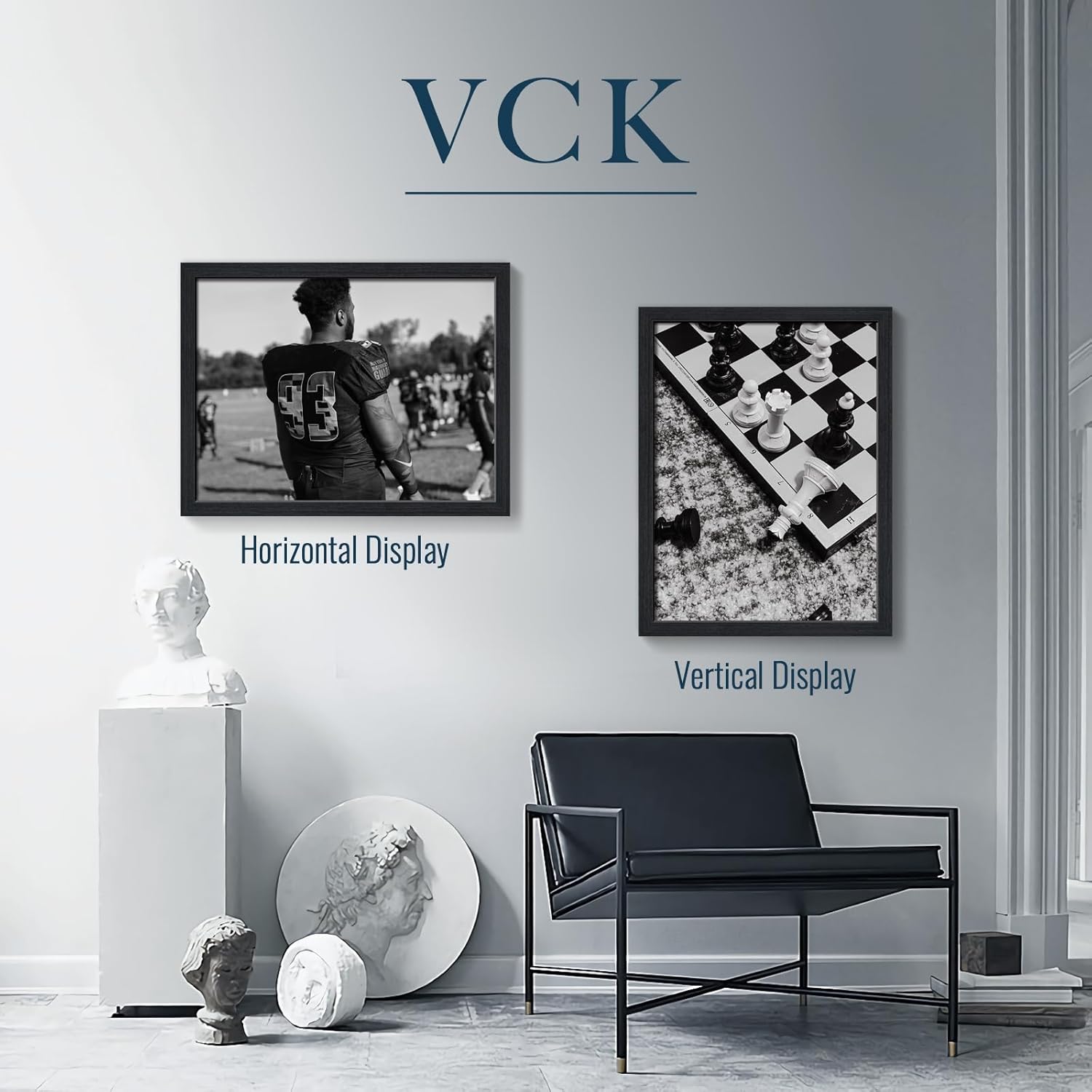 VCK 18x24 Frames Wood for Wall, Black Oak Picture Frame 3 Pack, Display Photos, Prints, Artwork, Wall Hanging