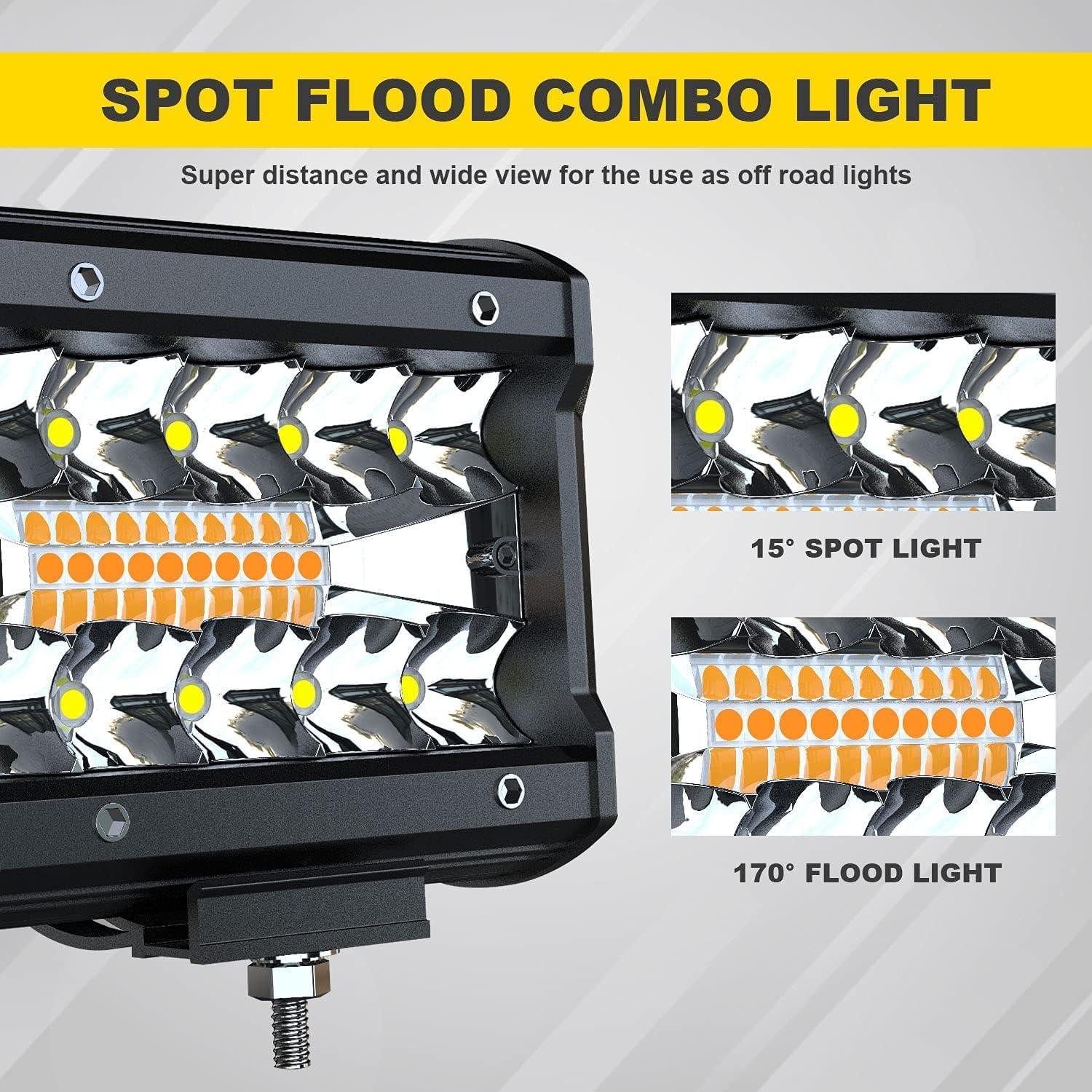 LED Light Bar 4PCS 4'' Inch White/Amber Yellow LED Pods Equivalent to 240-Watt Strobe Light Driving Fog Lights Triple Row Off Road Lights with Six Modes for SUV ATV UTV Trucks Pickup Lamp