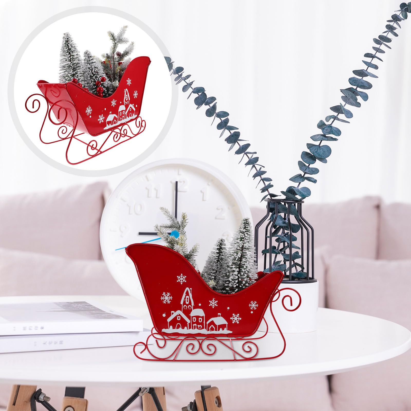Beavorty Festlicher Weihnachtsdekoration Schlitten aus PVC und Eisen Klassische Tischdekoration und Foto Requisite für Weihnachtsfeier und Party Dekor