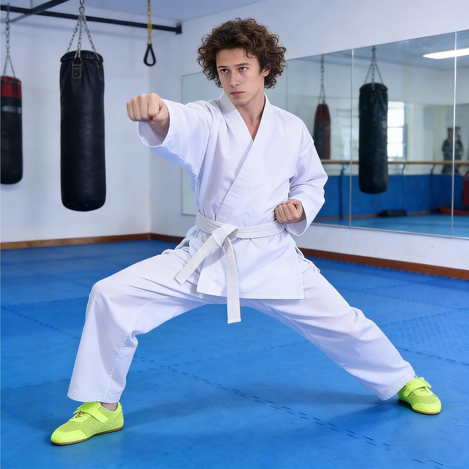 White Taekwondo Uniform Karate Uniform Jiu Jitsu Gi Uniforms Lightweight Sets With Belt for Adults