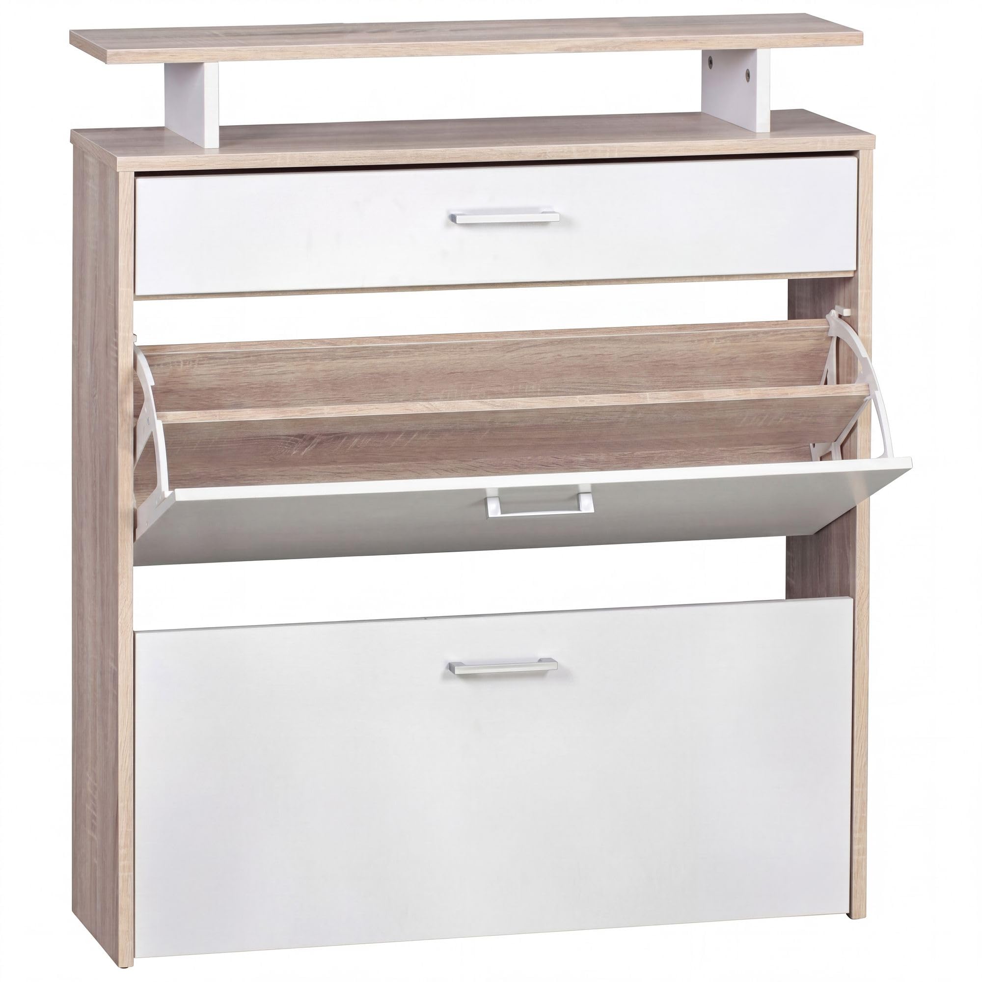 FineBuy Schuhkipper 80x24x95 cm Sonoma Eiche mit Schublade