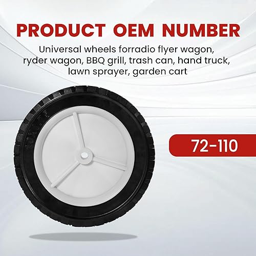 Miniatura 3 de Ruedas para cortacésped de 10 pulgadas para camiones de mano Oregon 72-110, rueda de plástico compatible con cortacésped Craftsma nAYPMTD, camión de