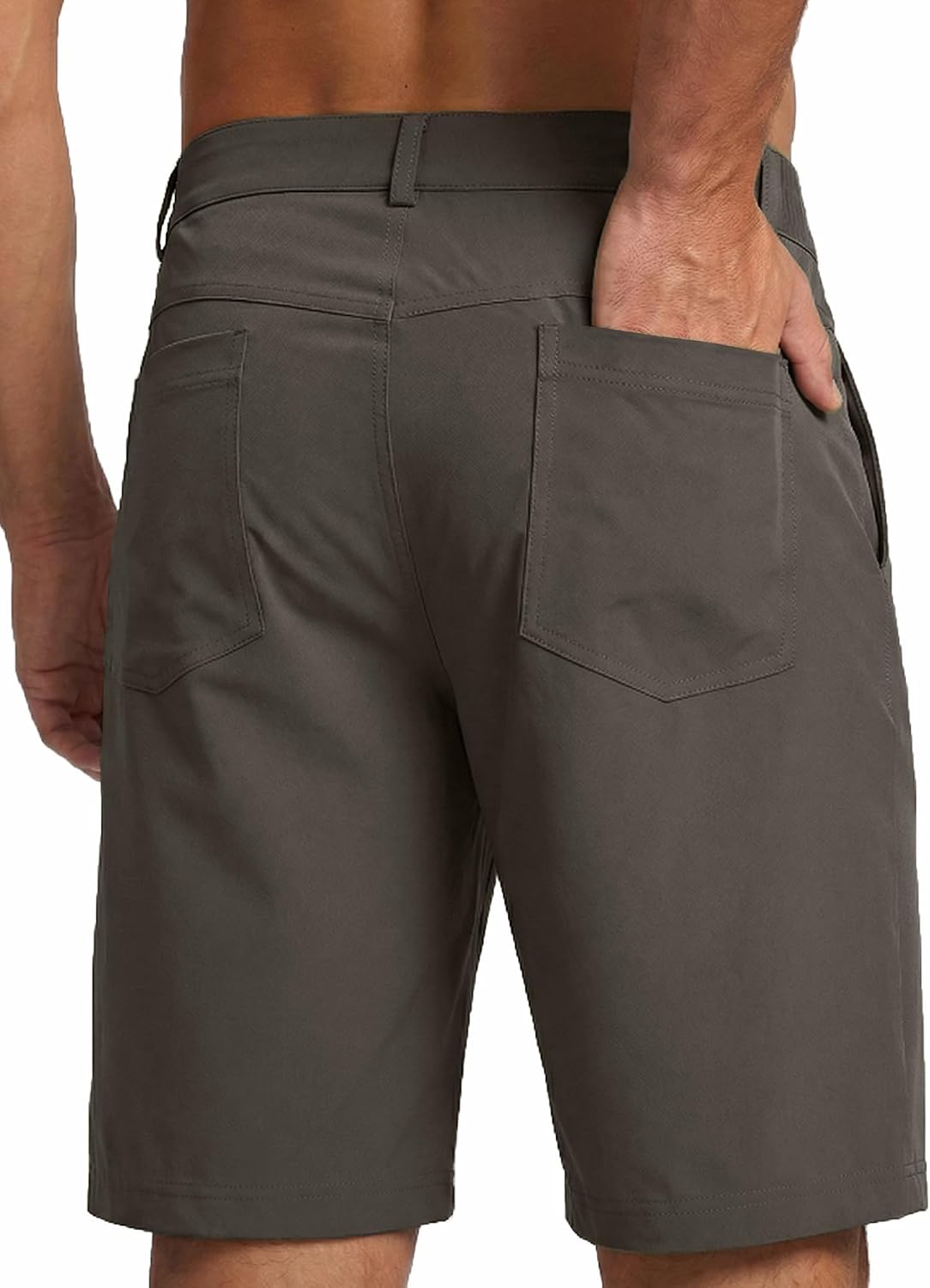 Men's Relaxed Fit Casual Shorts 4-Pocket Golf Shorts Knee-Length Hiking Shorts (NO Belt)