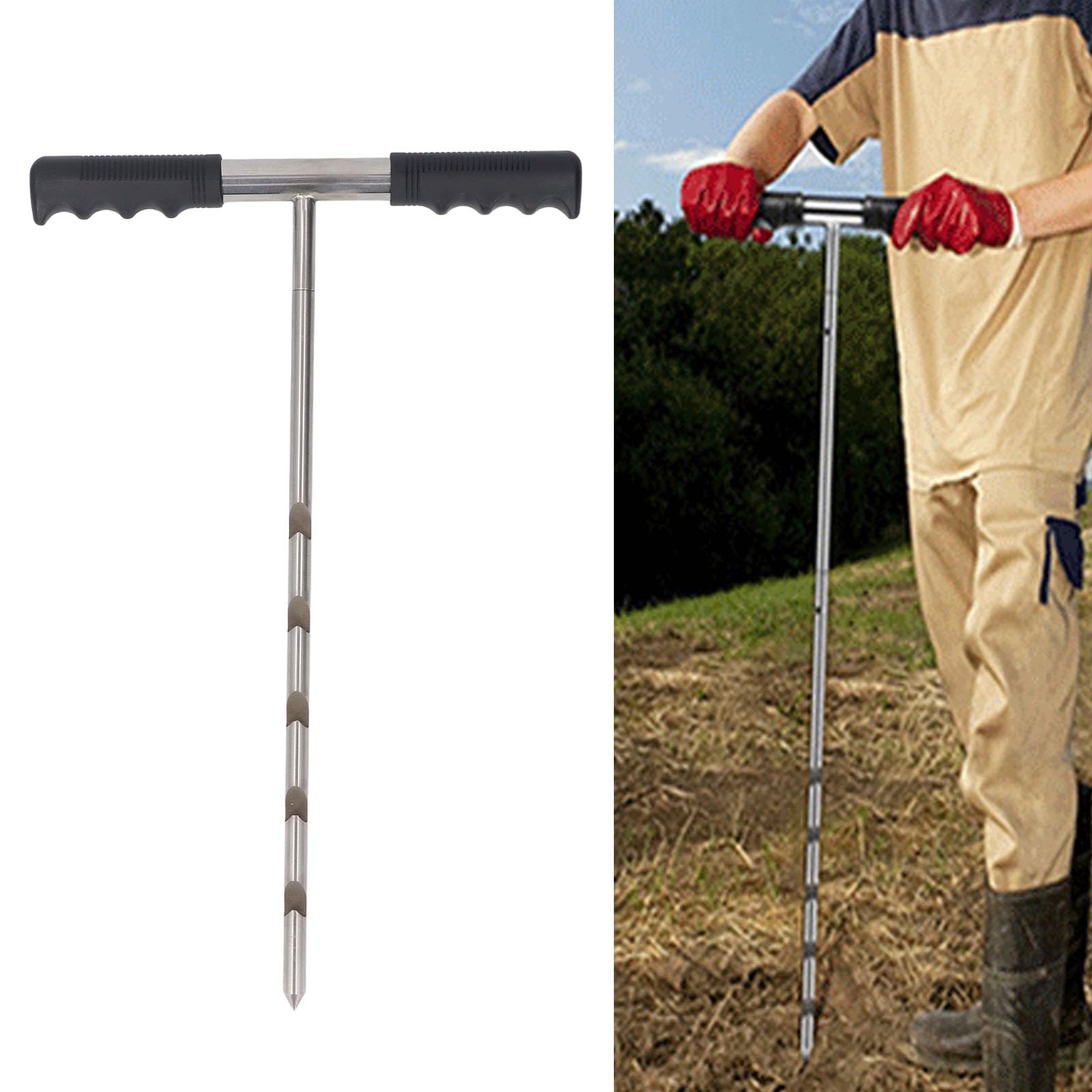 Tige de Sonde de Sol, Sonde D'échantillon de Sol en Acier Inoxydable, Outil de Sonde Réglable de 17 Pouces 32 Pouces 48 Pouces avec Poignée en T, Collecte D'échantillons de Sol