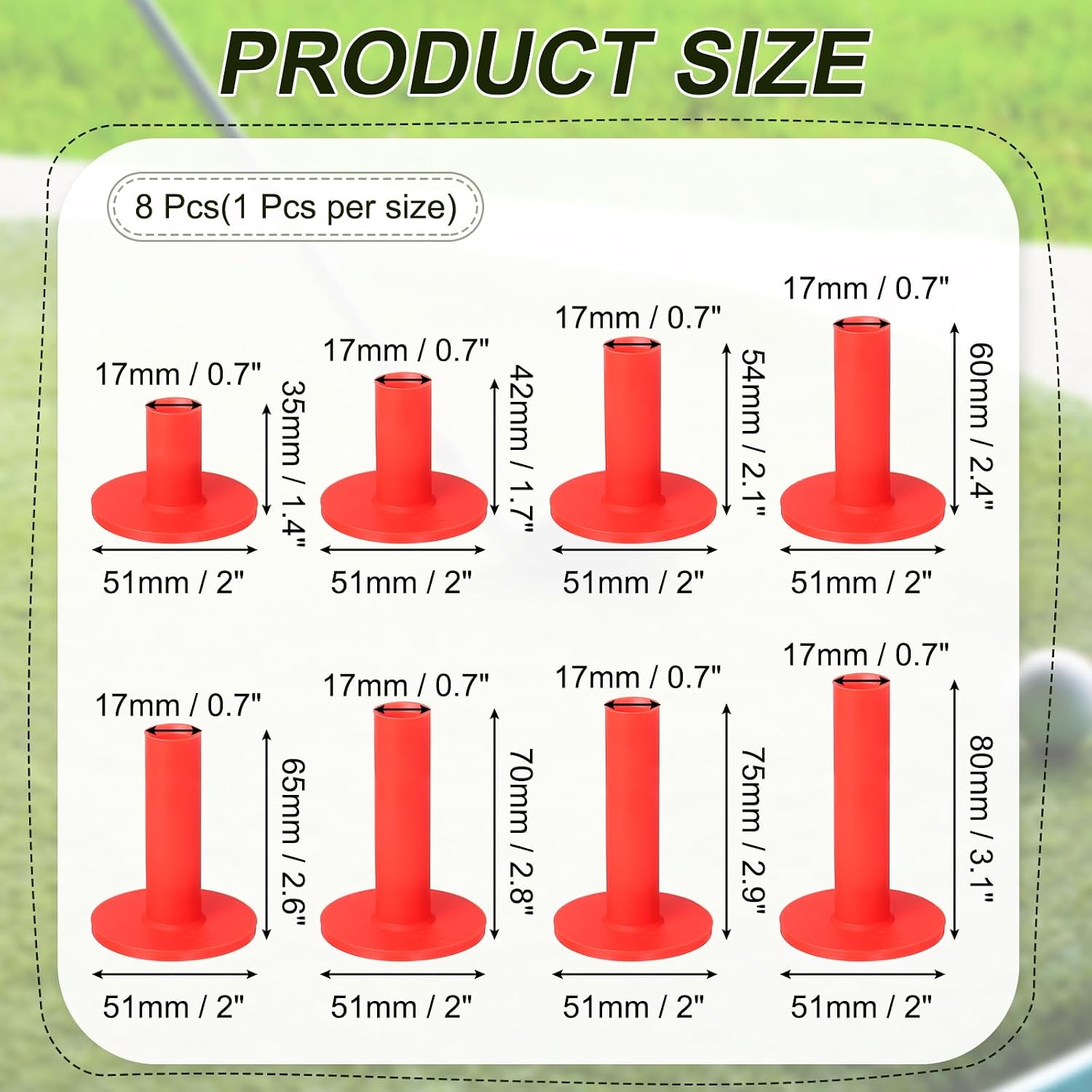 Rubber Golf Tees for Mats, Unbreakable Golf Training Tees Simulator Practice-Fitting for (Indoor Outdoor Practice)