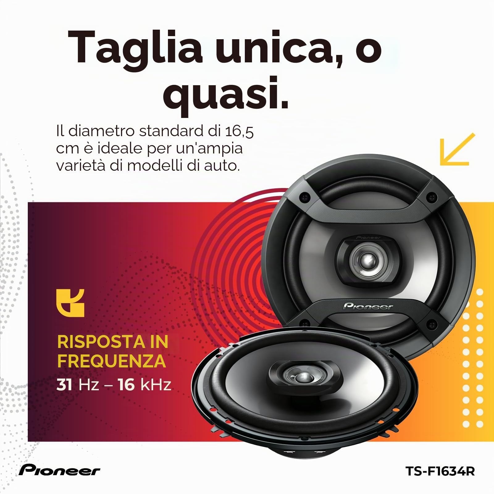 Pioneer TS-F1634R Rotondo 2-vie altoparlante auto
