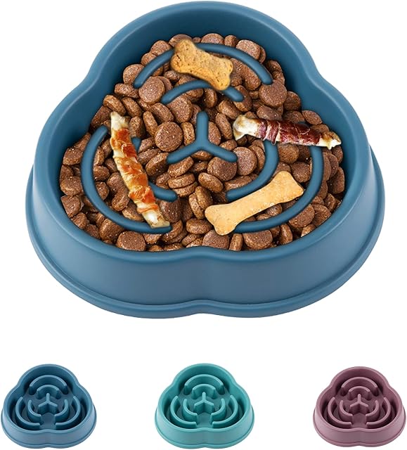 Suhaco Slow Feeder Dog Bowl Slow Eating Dog Bowl Slow Feeding Bowl Non Slip Dog Slow Feeder Pet Bowl Anti Gulping Healthy Eating Dog Food Maze Slow Feeder for Small Medium Dogs & Puppy (Blue)