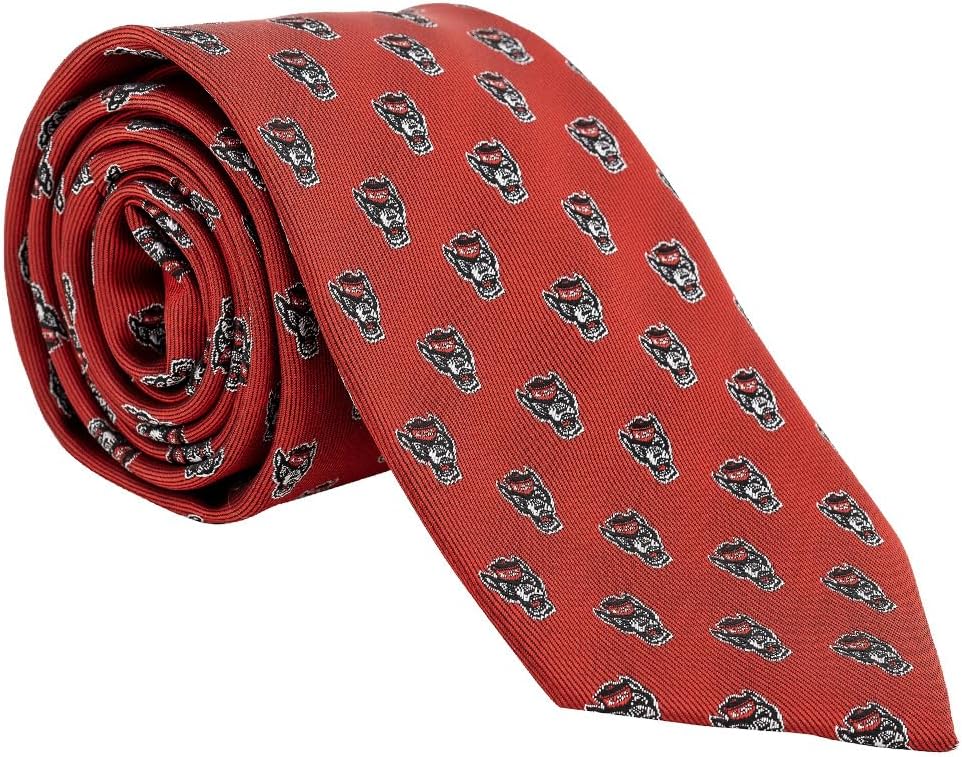 Desert Cactus North Carolina State University Neck Tie NC State Wolfpack 100% Polyester Necktie with Logo, Officially Licensed (Tie B)