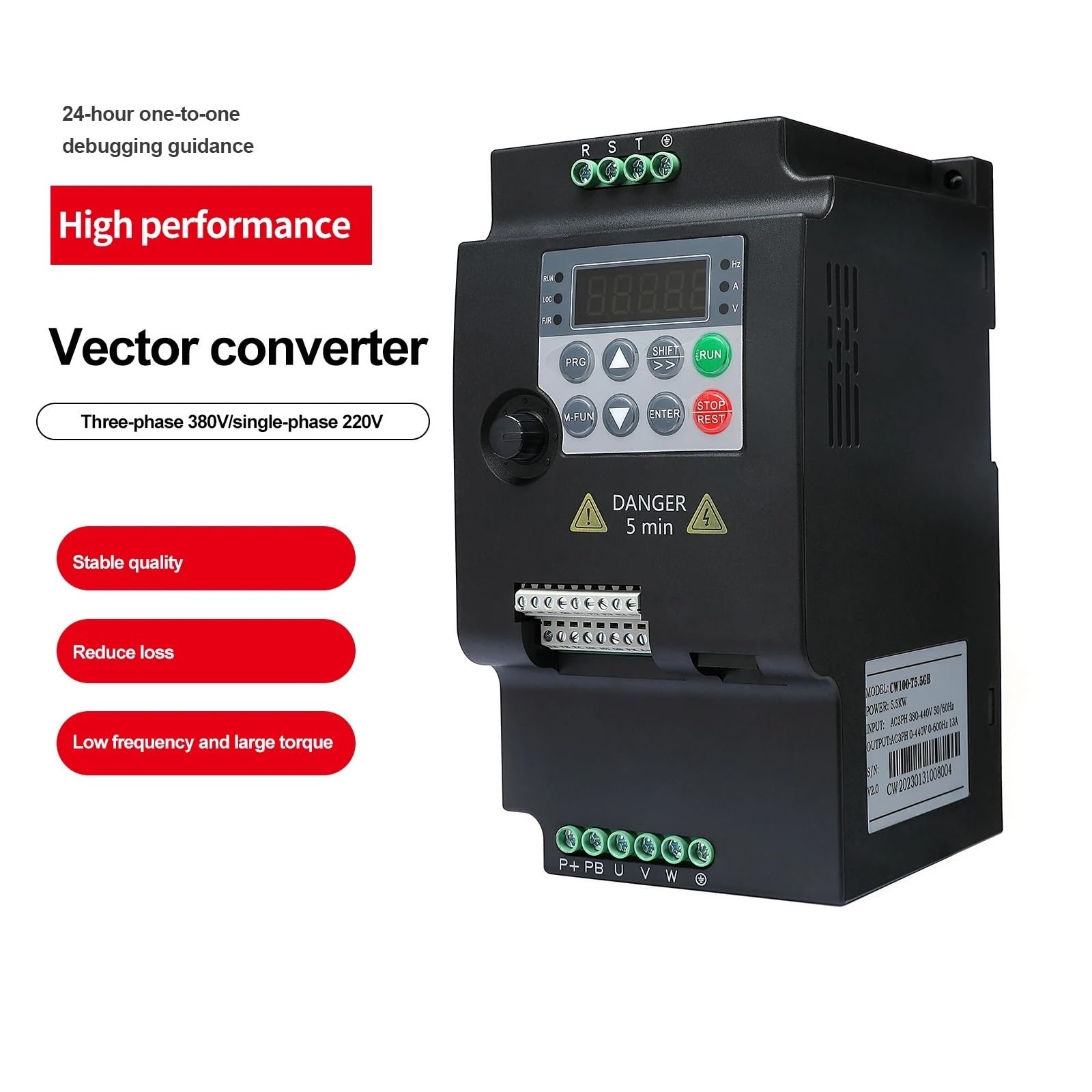 Konwerter częstotliwości, 220 V 380 V 0,75/1,5/2,2/4/5,5 kW do napędu o zmiennej częstotliwości, 3-fazowego regulatora prędkości, falownika, silnika VFD, falownika(Panel and cable)
