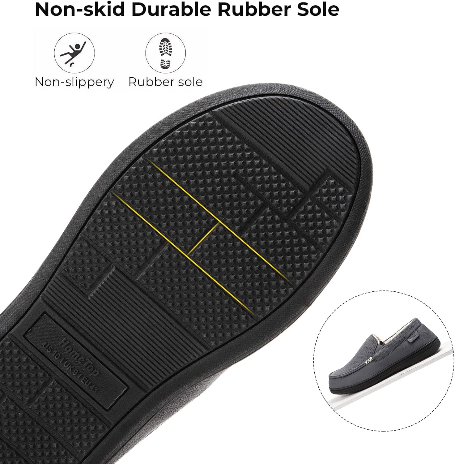 HomeTop Men's Classic Moccasin Slippers Comfy Memory Foam Indoor House Shoes - Image 5