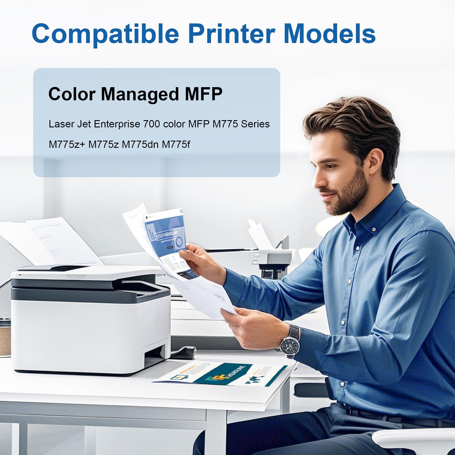 651A Toner Cartridge Replacement for HP 651A CE340A CE341A CE342A CE343A Toner Use with HP Laser jet Enterprise 700 Color MFP M775dn M775f M775z M775fm Printer (4 Pack, Black Cyan Magenta Yellow)
