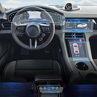 For 2020-2025 Taycan (Base/4S/GTS/Turbo/Turbo S) Screen Protector Nano Anti-Scratch Ultra-Tough Touchscreen *2 + Dashboard *2 + Center AC *2 + Rear AC *2 Accessories - No More Scratch&Fingerprint