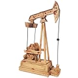 Urbalabs Oil Derricks Vintage Office Desk Statues Nodding Donkey Pumpjack Oilfield Memorabilia Derrick Small Oil Rig Recycler Sculpture Green, Cream, Teal Pumpjack Oil Rig Presents (Tan)