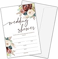 Huastatewolf Burgundy Bridal Shower Invitations - 25 Wedding Shower Cards with Envelopes, 4x6 Thick Cardstock (B04)