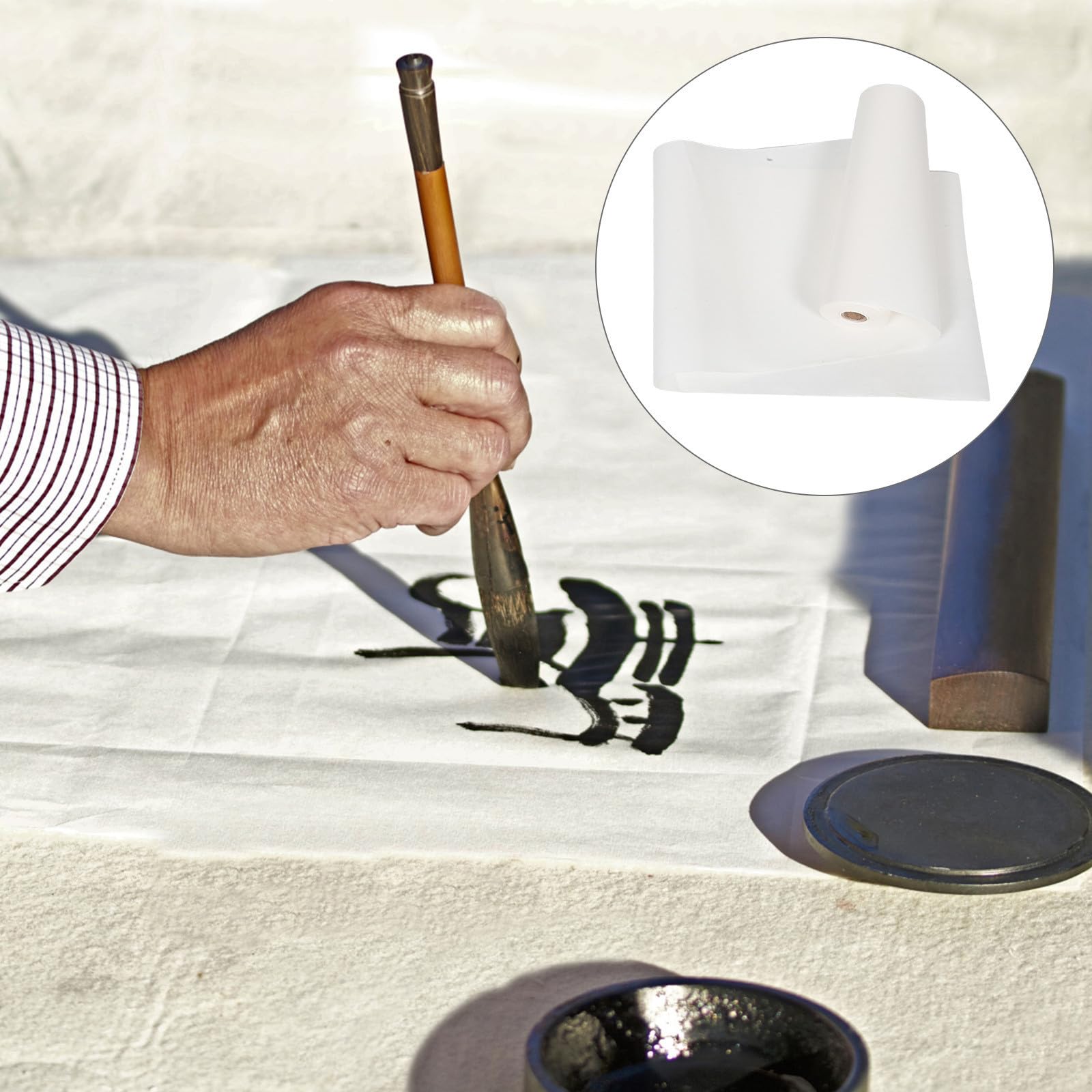 Zerodeko Rollo de Papel Xuan Material Engrosado de Arroz para Caligrafía Tradicional China Adecuado para Escritura Suave y Conservación 35cm X 50m Diseño en Rollo